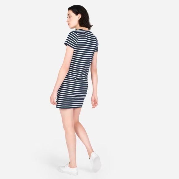 Everlane The Gia Mini Dress, Navy & White Striped, Size L - Picture 4 of 10